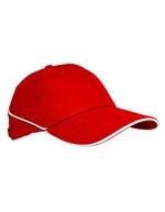 L-merch 6-Panel-Cap mit Ziernaht und Sandwich-Einlage, Black One Size, C616S – Red