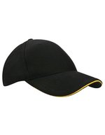 L-merch Canvas Structure Cap mit Sandwich-Schirm, Black/Black One Size, C683 – Noir/Jaune