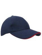 L-merch Canvas Structure Cap mit Sandwich-Schirm, Black/Black One Size, C683 – Marine/Rouge