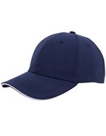 L-merch Canvas Structure Cap mit Sandwich-Schirm, Black/Black One Size, C683 – Marine/Blanc