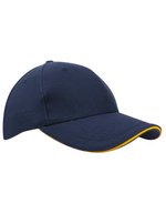 L-merch Canvas Structure Cap mit Sandwich-Schirm, Black/Black One Size, C683 – Marine/Jaune