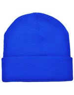 L-merch Strickmütze mit breiter Krempe, Oeko-Tex, Brown One Size, C700 – Royal Blue
