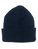 L-merch Strickmütze mit breiter Krempe, Oeko-Tex, Black One Size, C733 – Blu navy