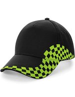 Beechfield Grand Prix Cap aus Baumwoll-Drill – Black/Lime Green