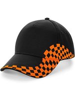Beechfield Grand Prix Cap aus Baumwoll-Drill – Black/Orange