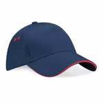 Beechfield 5-Panel Cap with Sandwich Visor in, Black/Bright Royal One Size, CB15C – image 3