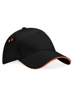 Beechfield 5-Panel-Kappe mit Sandwich-Schirm in, Black/Bright Royal One Size, CB15C – Nero/Arancione