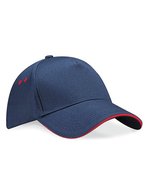Beechfield 5-Panel-Kappe mit Sandwich-Schirm in, Black/Bright Royal One Size, CB15C – Blu navy francese/Classico Rosso