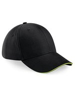 Beechfield Athleisure 6-Panel Cap mit Belüftung – Black/Lime Green