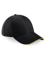 Beechfield Athleisure 6-Panel Cap mit Belüftung – Black/Yellow