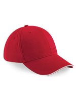 Beechfield Athleisure 6-Panel Cap mit Belüftung, Black/Classic Red One Size, CB20 – Classic Red/White