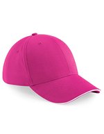Beechfield Athleisure 6-Panel Cap mit Belüftung, Black/Classic Red One Size, CB20 – Fuchsia/White