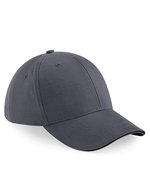 Beechfield Athleisure 6-Panel Cap mit Belüftung, Black/Classic Red One Size, CB20 – Graphite Grey/Black