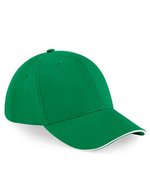 Beechfield Athleisure 6-Panel Cap mit Belüftung, Black/Classic Red One Size, CB20 – Kelly Green/White