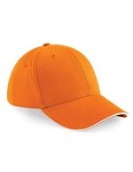 Beechfield Athleisure 6-Panel Cap mit Belüftung, Black/Classic Red One Size, CB20 – Orange/White