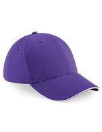 Beechfield Athleisure 6-Panel Cap mit Belüftung, Black/Classic Red One Size, CB20 – Purple/White