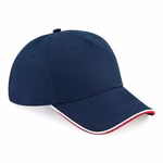 Beechfield Baumwolltwill 5-Panel Cap mit Paspel, Black/White One Size, CB25c – Bild 3
