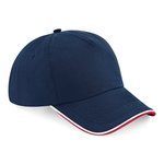 Beechfield Baumwolltwill 5-Panel Cap mit Paspel, Black/White One Size, CB25c – Bild 3