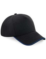 Beechfield Baumwolltwill 5-Panel Cap mit Paspel, Black/White One Size, CB25c – Bild 2