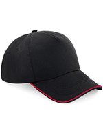 Beechfield Baumwolltwill 5-Panel Cap mit Paspel, Black/White One Size, CB25c – Black/Classic Red