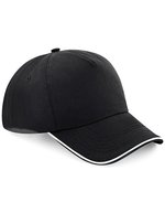 Beechfield Baumwolltwill 5-Panel Cap mit Paspel, Black/White One Size, CB25c – Black/White