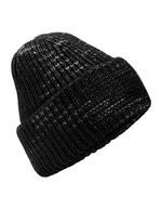 Chunky Knitted Patch Beanie – Midnight Haze