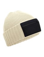 Zip Patch Beanie – Sabbia/Nero