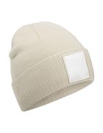 Appliqué Patch Beanie – Oatmeal/White