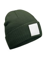 Appliqué Patch Beanie – Olive Green/White