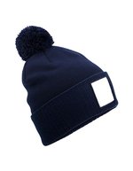 Appliqué Patch Pom Beanie – Oxford Blu navy/Bianco