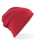 Beechfield Jersey Beanie with Rolled Hem and Elastane, Black One Size, CB361 – Red