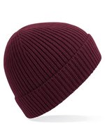 Beechfield Rippstrick Beanie mit Umschlag, Steel Blue One Size, CB380 – Burgundy