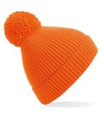 Beechfield Rippstrick Mütze mit Bommel, Oxford Navy One Size, CB382 – Orange