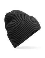 Beechfield Oversized Beanie aus recyceltem Polyester, Black One Size, CB384R – Anthracite