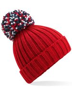 Beechfield Hygge Beanie mit Bommel und Futter – Classic Red