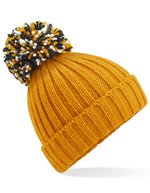 Beechfield Hygge Beanie mit Bommel und Futter – Mustard