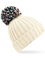 Beechfield Hygge Beanie mit Bommel und Futter – Off White