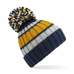 Beechfield Hygge Striped Pompom Beanie with Lining, Black Cherry One Size, CB392 – image 3