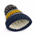 Beechfield Hygge Striped Pompom Beanie with Lining, Black Cherry One Size, CB392 – image 4