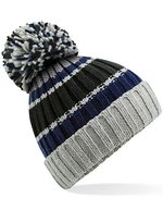 Beechfield Hygge Gestreifte Bommelmütze mit Futter, Black Cherry One Size, CB392 – Bleu Acier