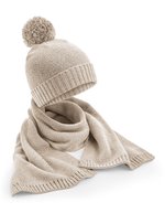 Beechfield Gestricktes Schal- und Beanie-Set – Oatmeal Fleck