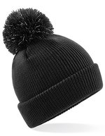 Beechfield Junior Reflective Beanie mit Bommel – Black
