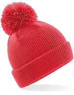 Beechfield Junior Reflective Beanie mit Bommel – Bright Red