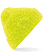 Beechfield Reflektierende Beanie mit Umschlag, Black One Size, CB407 – Fluorescent Jaune