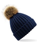 Beechfield Chunky Beanie mit abnehmbarem Bommel, Biscuit One Size, CB412 – Navy