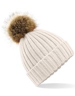 Beechfield Chunky Beanie mit abnehmbarem Bommel, Biscuit One Size, CB412 – Oatmeal