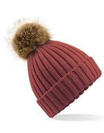Beechfield Chunky Beanie mit abnehmbarem Bommel, Biscuit One Size, CB412 – Orange Rust