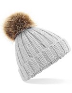 Beechfield Mütze mit Kunstpelz-Bommel für Kinder, Black One Size, CB412b – Grigio chiaro