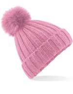 Beechfield Verbier Chunky Beanie mit abnehmbarem Bommel, Black One Size, CB413 – Dusky Pink