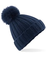 Beechfield Verbier Chunky Beanie mit abnehmbarem Bommel, Black One Size, CB413 – Navy
